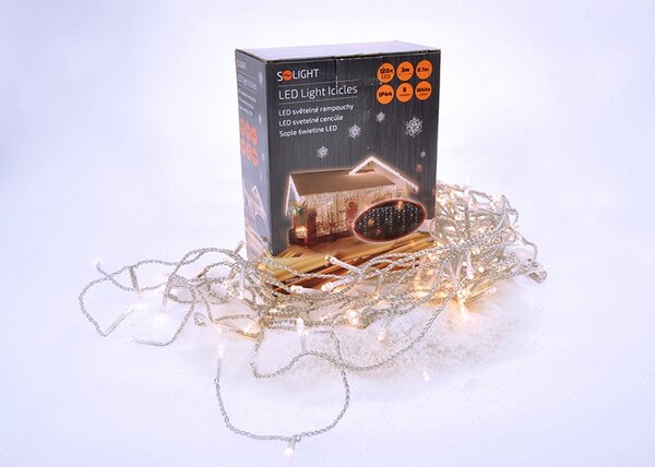 SOLIGHT LED vianočný záves 360 LED, 9m x 0,7m, prívod 5m, vonkajšie, teplé biele svetlo