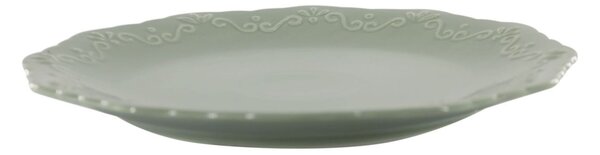 Zelený porcelánový jedálenský tanier s čipkou Provence lace verte - Ø 27 cm - Chic Antique