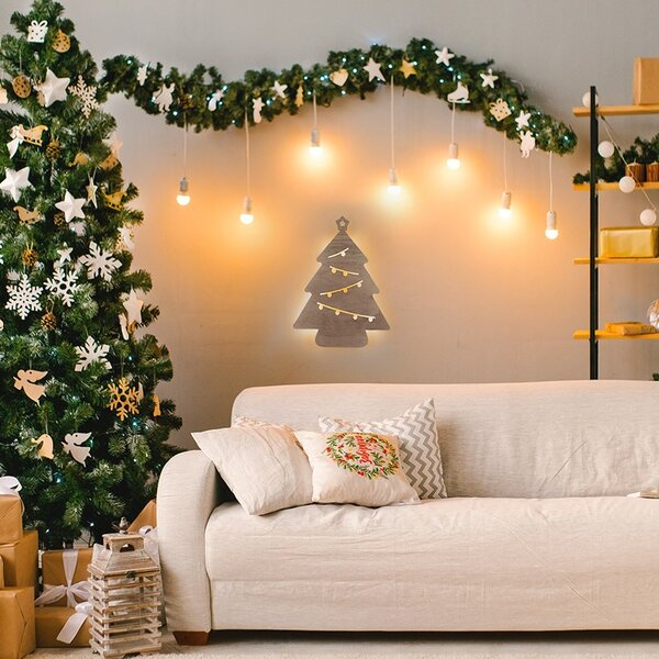 SOLIGHT LED nástenná dekorácia vianočný stromček, 24x LED, 2x AA