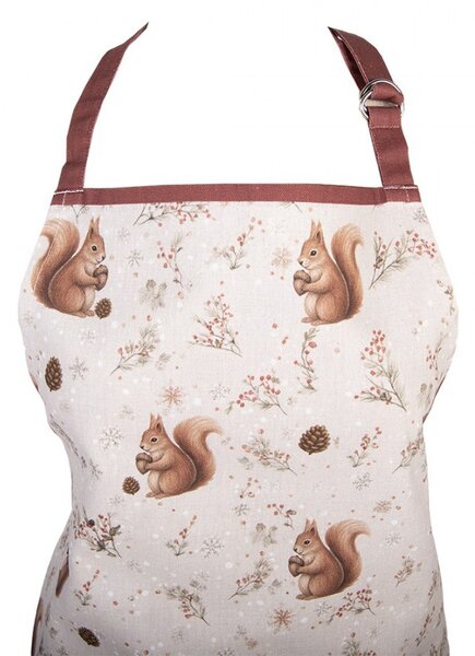 Béžová bavlnená zástera s veveričkami Tiny Squirrel - 70*85 cm - Clayre & Eef