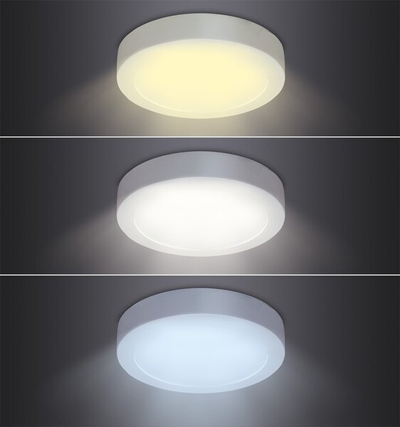 SOLIGHT LED mini panel CCT, prisadený, 12W, 900lm, 3000K, 4000K, 6000K, okrúhly biely