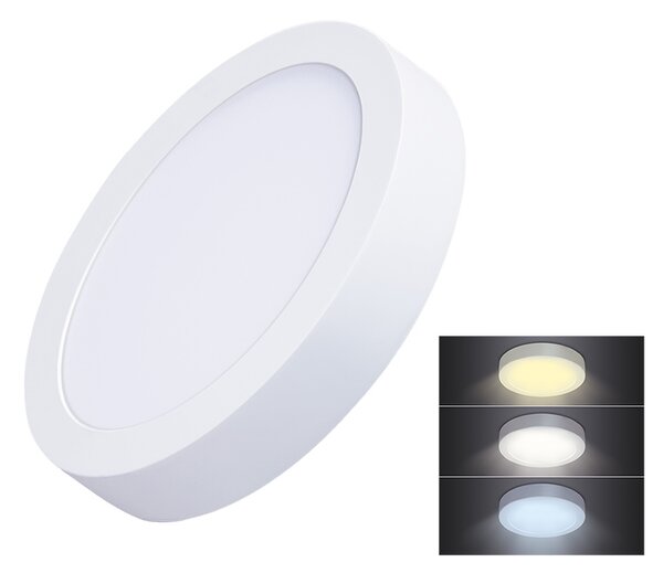 SOLIGHT LED mini panel CCT, prisadený, 12W, 900lm, 3000K, 4000K, 6000K, okrúhly biely