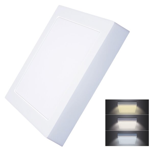 SOLIGHT LED mini panel CCT, prisadený, 18W, 1530lm, 3000K, 4000K, 6000K, štvorcový biely