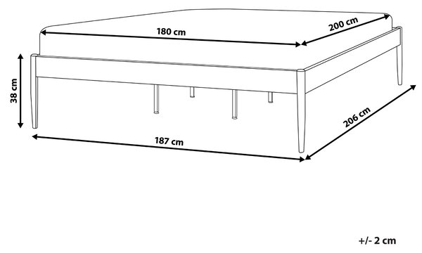 Posteľ biela kovová 180 x 200 cm lamely z preglejky minimalistický industriálny dizajn spálňa