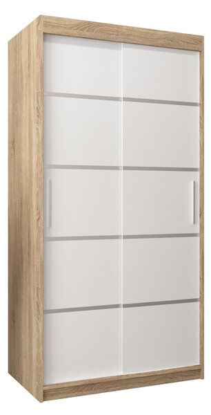 NovýNábytok.sk Šatníková skriňa 120 cm Verika 1 120 (dub sonoma + biela). Akcia -57%. Vlastná spoľahlivá doprava až k Vám domov. 1063695