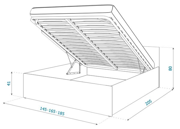 Manželská posteľ Dolly s úložným priestorom - sivá Rozmer: 160x200