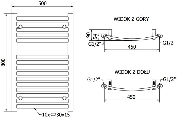 Mexen Helios, elektrické vykurovacie teleso 800 x 500 mm, 600 W, čierna, W103-0800-500-2600-70