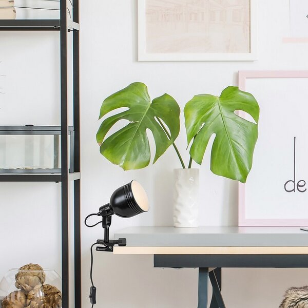 Rabalux Stolná lampa s klipom Flint 1x25W | E14 | IP20 - čierna