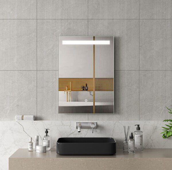 Erga Scarlet, obdĺžnikové LED zrkadlo 50x70cm, 345 lm, 3 farby svetla, predné osvetlenie, ERG-V01-128-5070-00