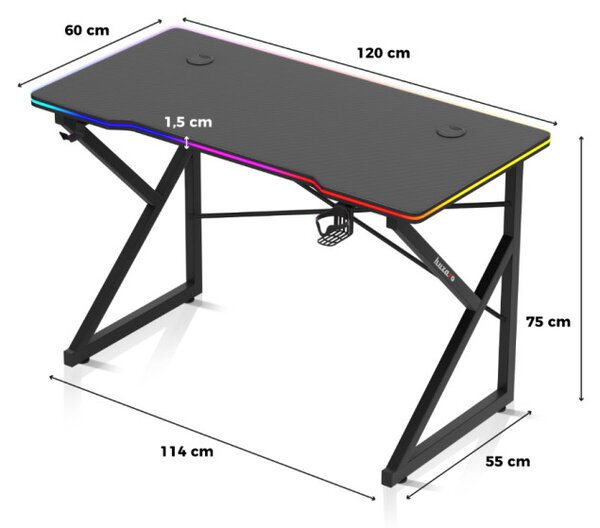 Herný stôl Hero 1.7 RGB čierny