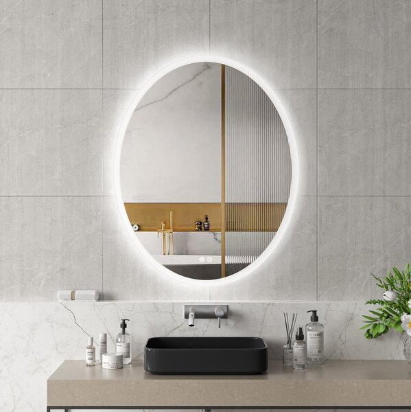 Erga Paola, oválne LED zrkadlo 80x100cm (100x80), 2645 lm, 3 farby svetla, predné a zadné osvetlenie, ERG-V01-302-1080-00