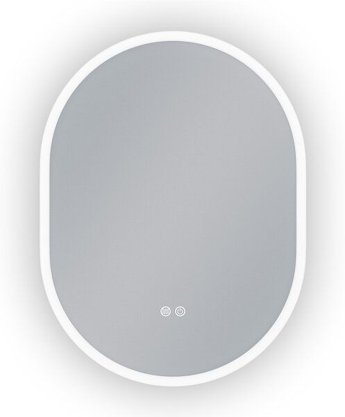 Erga Demi, oválne LED zrkadlo 60x80cm, 3 farby svetla, predné osvetlenie, vyhrievacia podložka proti zapareniu, ERG-V01-DEMI-6080-CL