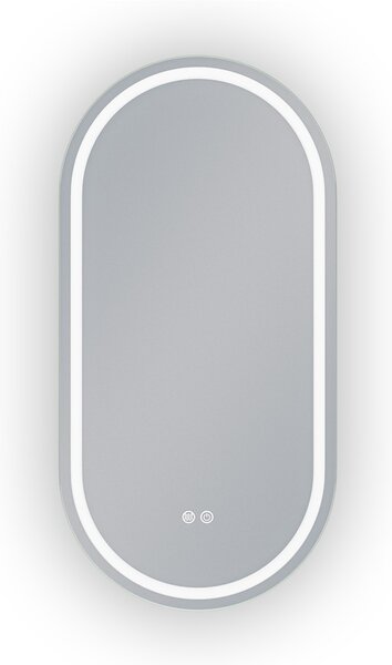Erga Lyra, oválne LED zrkadlo 50x100cm, 3 farby svetla, predné a zadné osvetlenie, vyhrievacia podložka proti zapareniu, ERG-V01-LYRA-5010-CL