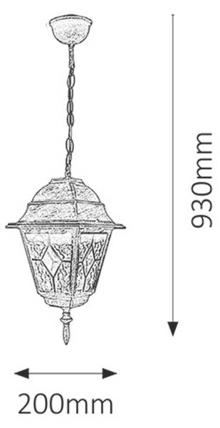 Rabalux Vonkajšia závesná lampa Monaco max. 60W | E27 | IP43 - antická zlatá
