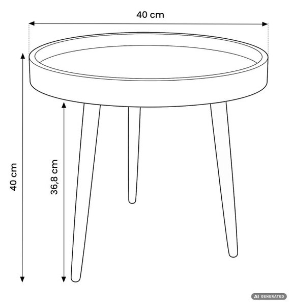 Konferenčný stolík PICCO 40 cm čierny / čierne nohy