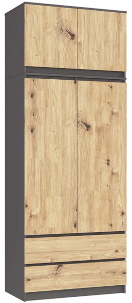 Skriňa s nadstavcom S 90 2D 2SZ CLP grafitová / dub artisan
