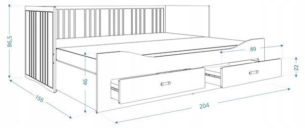 Rozkladacia posteľ s matracmi Hermes II 80x200