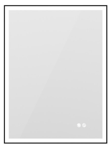 Erga Samira, LED zrkadlo 60x80cm v čiernom ráme, 2185 lm, 3 farby svetla, predné/zadné osvetlenie, ERG-V01-SAMIRA-6080-BK