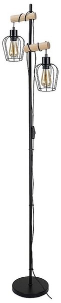 Rabalux Stojacia lampa FABIANO 2x40W/E27 - čierna, svetlé drevo