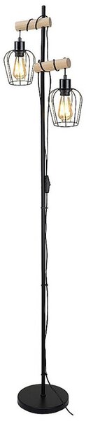 Rabalux Stojacia lampa FABIANO 2x40W/E27 - čierna, svetlé drevo