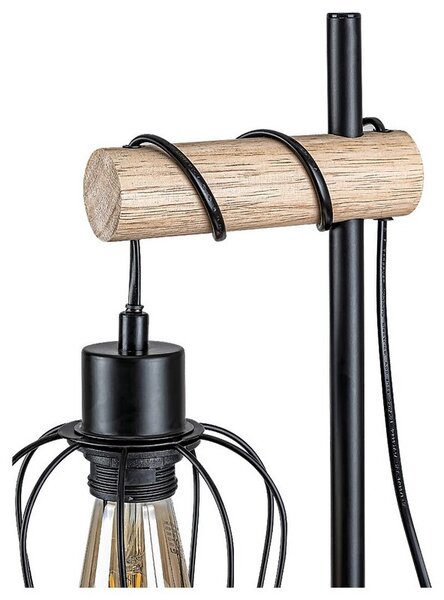 Rabalux Stojacia lampa FABIANO 2x40W/E27 - čierna, svetlé drevo