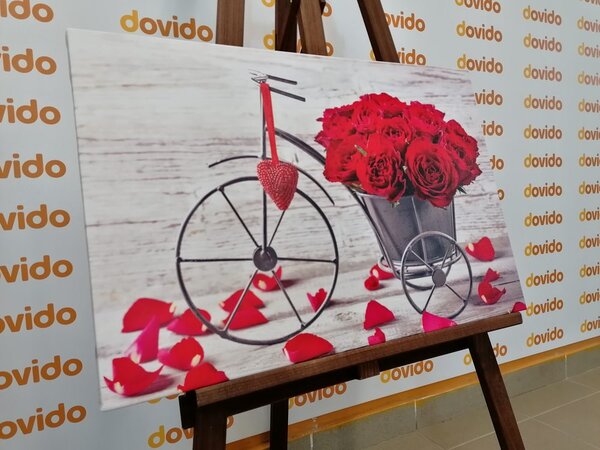 Obraz bicykel plný ruží