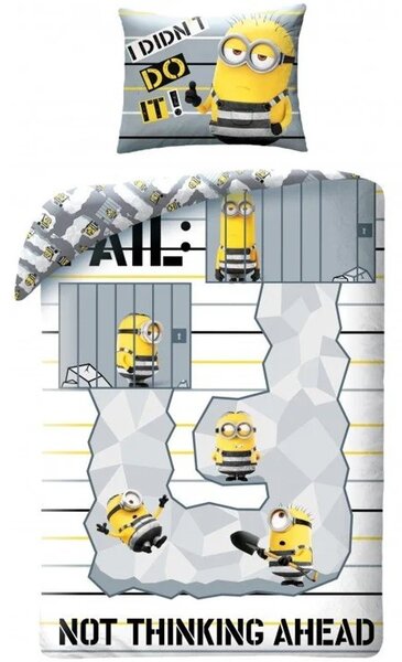 Bavlnené posteľné obliečky Mimoni - motív Útek z väzenia - 100% bavlna - 70 x 90 cm + 140 x 200 cm