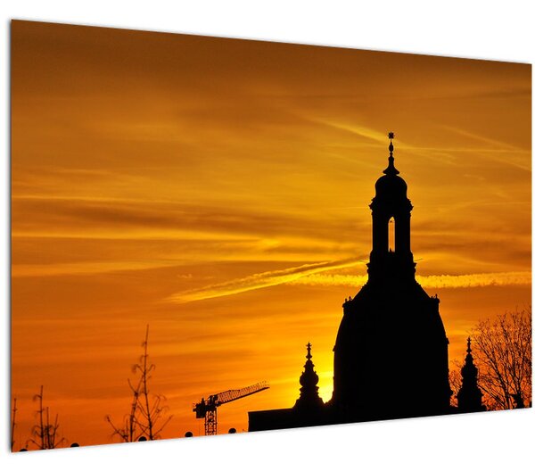 Obraz kostola pri západe slnka (90x60 cm)
