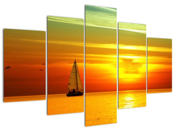 Obraz západu slnka s jachtou (150x105 cm)