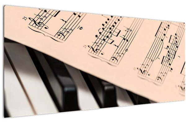 Obraz klavíra s notami (120x50 cm)