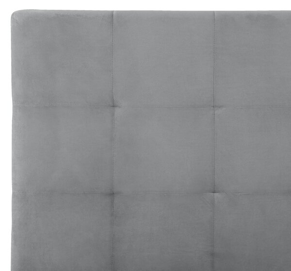 Posteľ sivé zamatové čalúnenie 180 x 200 cm s úložným priestorom čalúnený rám vysoké čelo moderný dizajn