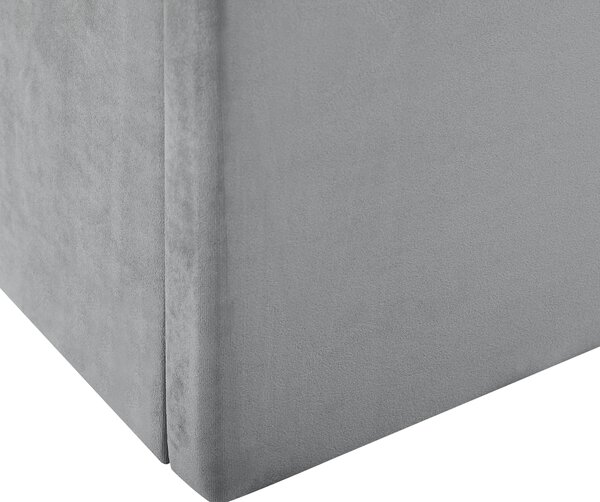 Posteľ sivé zamatové čalúnenie 140 x 200 cm s úložným priestorom čalúnený rám vysoké čelo moderný dizajn