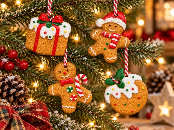 Súprava 4 ks vianočných ozdôb COOKIE CHRISTMAS 6 cm