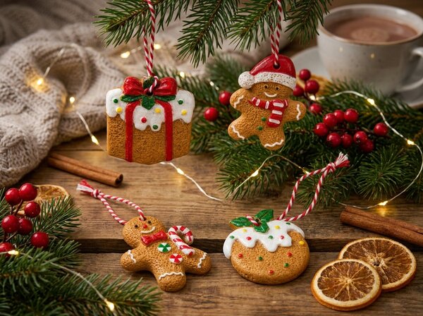 Súprava 4 ks vianočných ozdôb COOKIE CHRISTMAS 6 cm