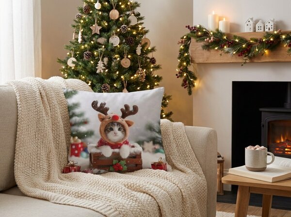 3D obliečka na vankúš z mikrovlákna RUDOLPH KITTEN 45x45 cm, farebný