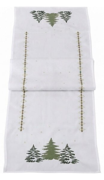 Vianočný behúň na stôl EVERGREEN CHARM 40x140 cm, biely