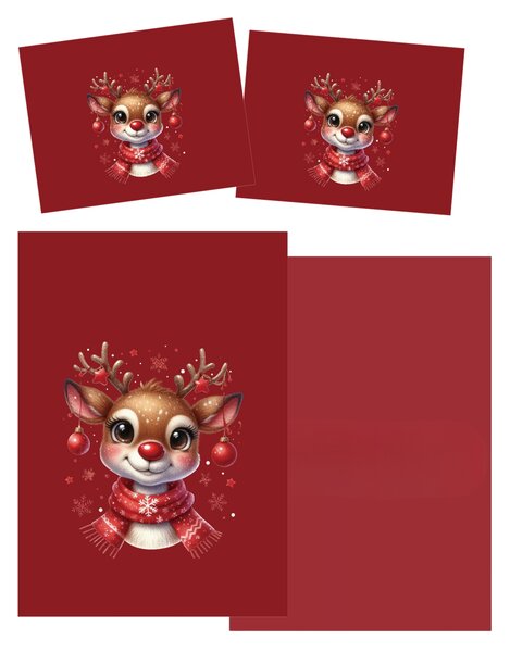 3D obliečky z mikrovlákna MERRY FAWN červené Rozmer obliečky: 2 ks 70 x 90 cm | 140 x 200 cm