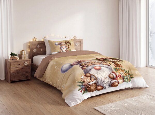 3D obliečky z mikrovlákna GINGER GNOME hnedé Rozmer obliečky: 2 ks 70 x 90 cm | 140 x 200 cm