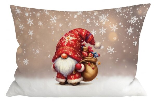 3D obliečka na vankúš z mikrovlákna SANTA GNOME 50x70 cm, červená
