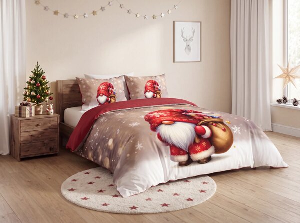3D obliečky z mikrovlákna SANTA GNOME červené Rozmer obliečky: 2 ks 70 x 90 cm | 140 x 200 cm