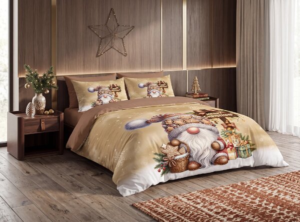 3D obliečky z mikrovlákna GINGER GNOME hnedé Rozmer obliečky: 2 ks 70 x 90 cm | 140 x 200 cm