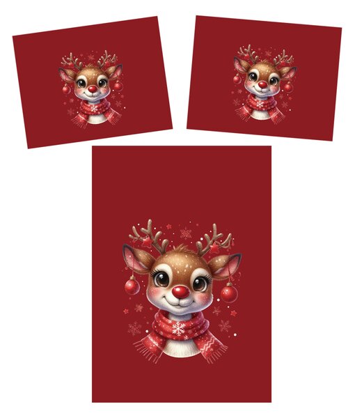 3D obliečky z mikrovlákna MERRY FAWN červené Rozmer obliečky: 2 ks 70 x 90 cm | 140 x 200 cm