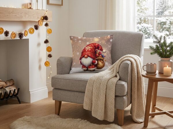3D obliečka na vankúš z mikrovlákna SANTA GNOME 45x45 cm, červený