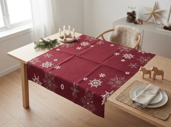 Vianočný obrus SNOWFALL 85x85 cm, vínový