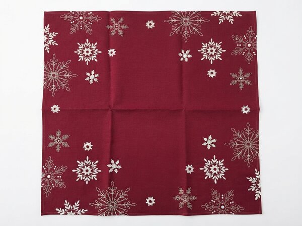 Vianočný obrus SNOWFALL 85x85 cm, vínový