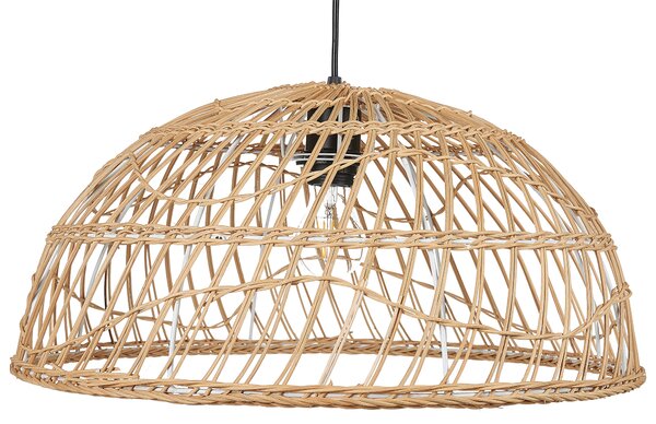 Závesná lampa prírodná béžová otvorené ratanové tienidlo boho dizajn osvetlenie do interiéru