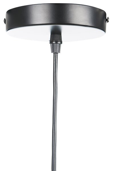 Závesná lampa prírodná béžová otvorené ratanové tienidlo čierny kábel boho dizajn osvetlenie do interiéru