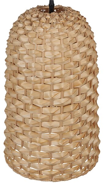Závesná lampa svetlé drevo bambusové drevo prútené tienidlo boho dizajn osvetlenie do interiéru