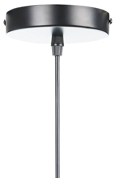 Závesná lampa čierna tienidlo z papierového výpletu prírodné materiály nastaviteľný kábel boho dizajn osvetlenie