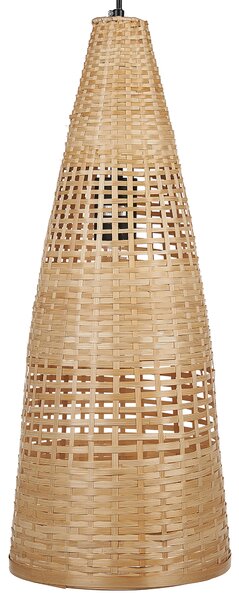 Závesná lampa svetlé drevo bambusové drevo ručne vyrobené tienidlo boho štýl osvetlenie do interiéru